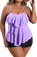 Plus Size Tankini Swimsuit Two Piece with Tummy Control - Flouncy