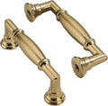 10 Pack Brushed Brass 3.5 in Hole Center Cabinet Pulls - Solid Zinc