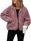 ReachMe Womens Sherpa Jacket Cropped Fuzzy Fleece Jacket