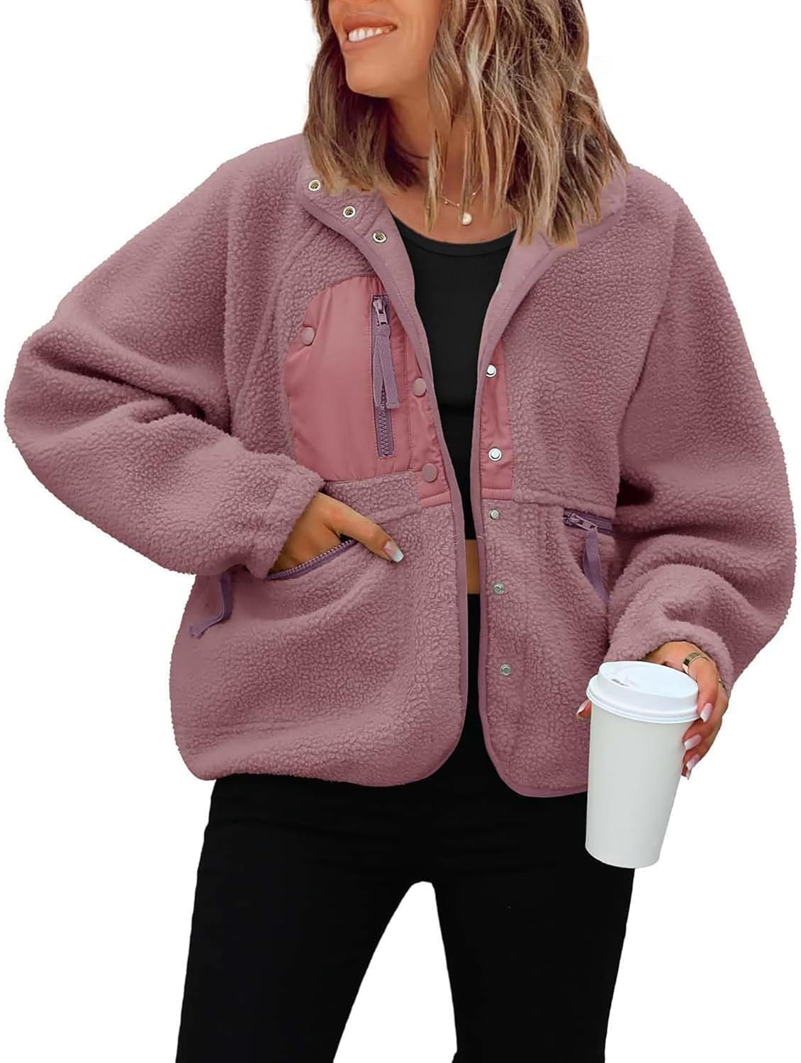 ReachMe Womens Sherpa Jacket for Cozy Winter Style and Comfort