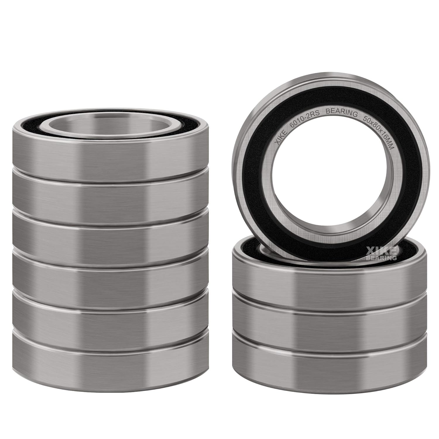 XiKe 10 Pcs 6010-2RS Double Rubber Seal Bearings for Performance