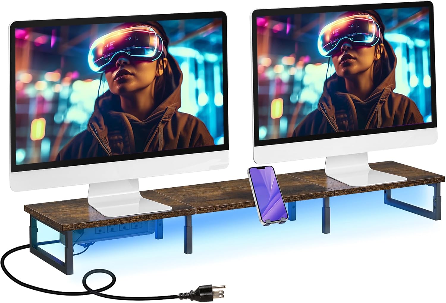 Multi-Functional Monitor Stand with Charging & Lights - Nunsino