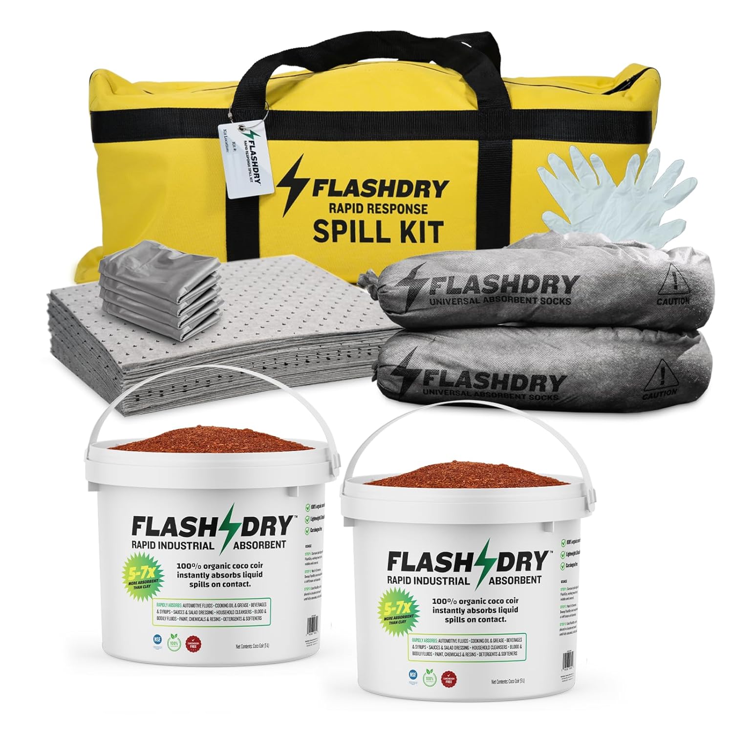 FlashDry Portable Complete Spill Kit for Quick Cleanup Solutions