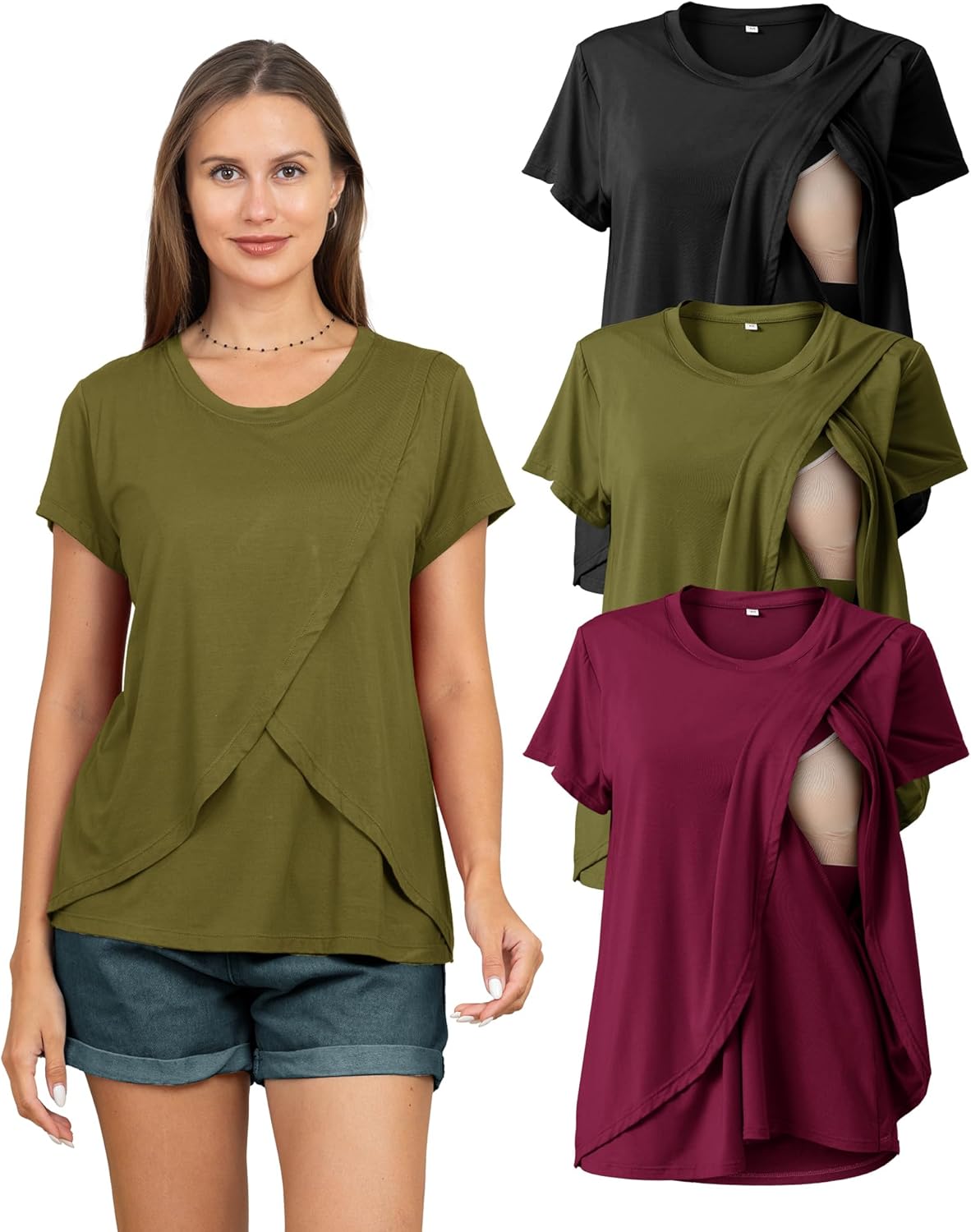 Rnxrbb Women's Nursing Tops for Breastfeeding Summer Comfort