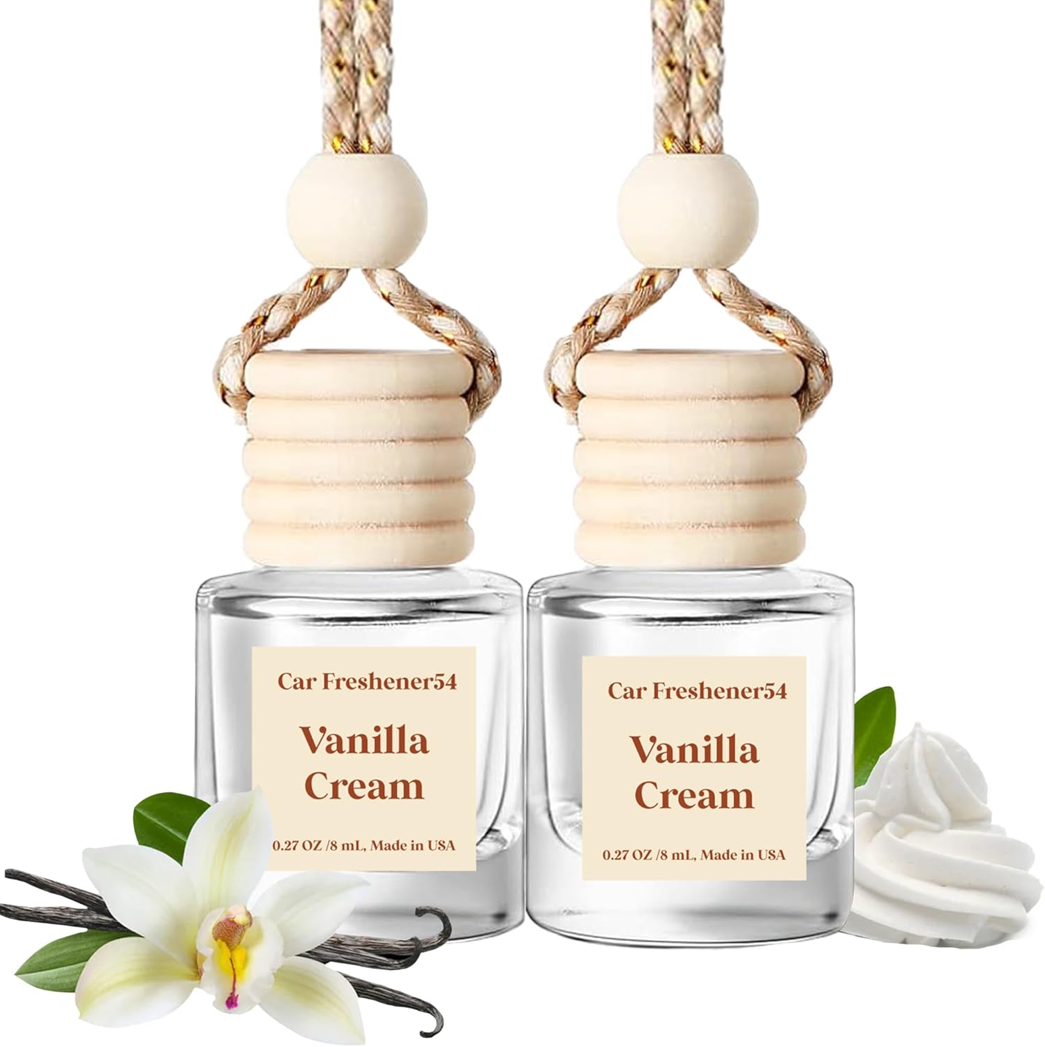 Long Lasting Vanilla Cream Car Air Fresheners - 2 Pack