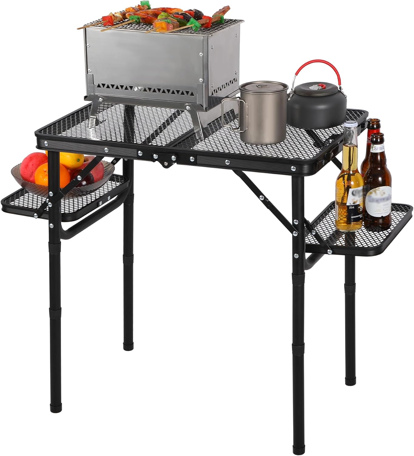 REDCAMP Folding Grill Table with Adjustable Heights for Outdoors