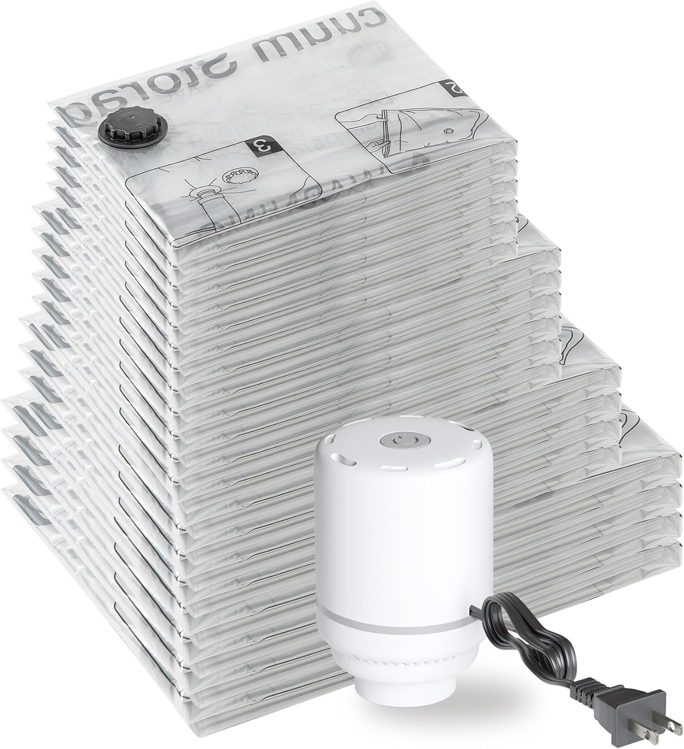 SUOCO Vacuum Storage Bags with Electric Pump for Travel & Home