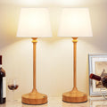 Cordless Table Lamps Rechargeable Set - 2 Pack Wooden 3000K Warm Light