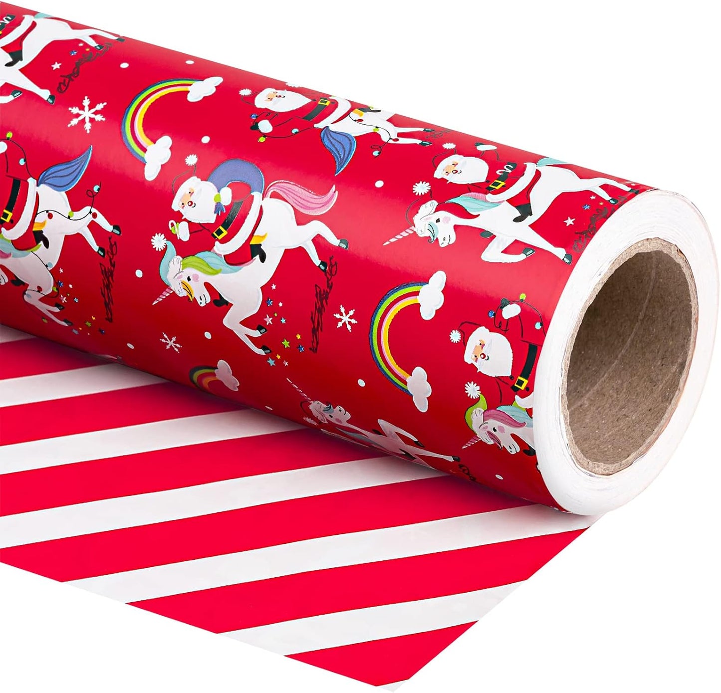 30 Inch Jumbo Reversible Unicorn Christmas Wrapping Paper Roll