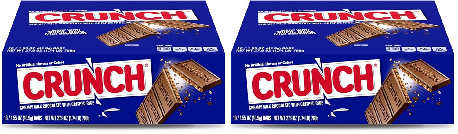 CRUNCH Milk Chocolate and Crisped Rice Full Size Candy Bars