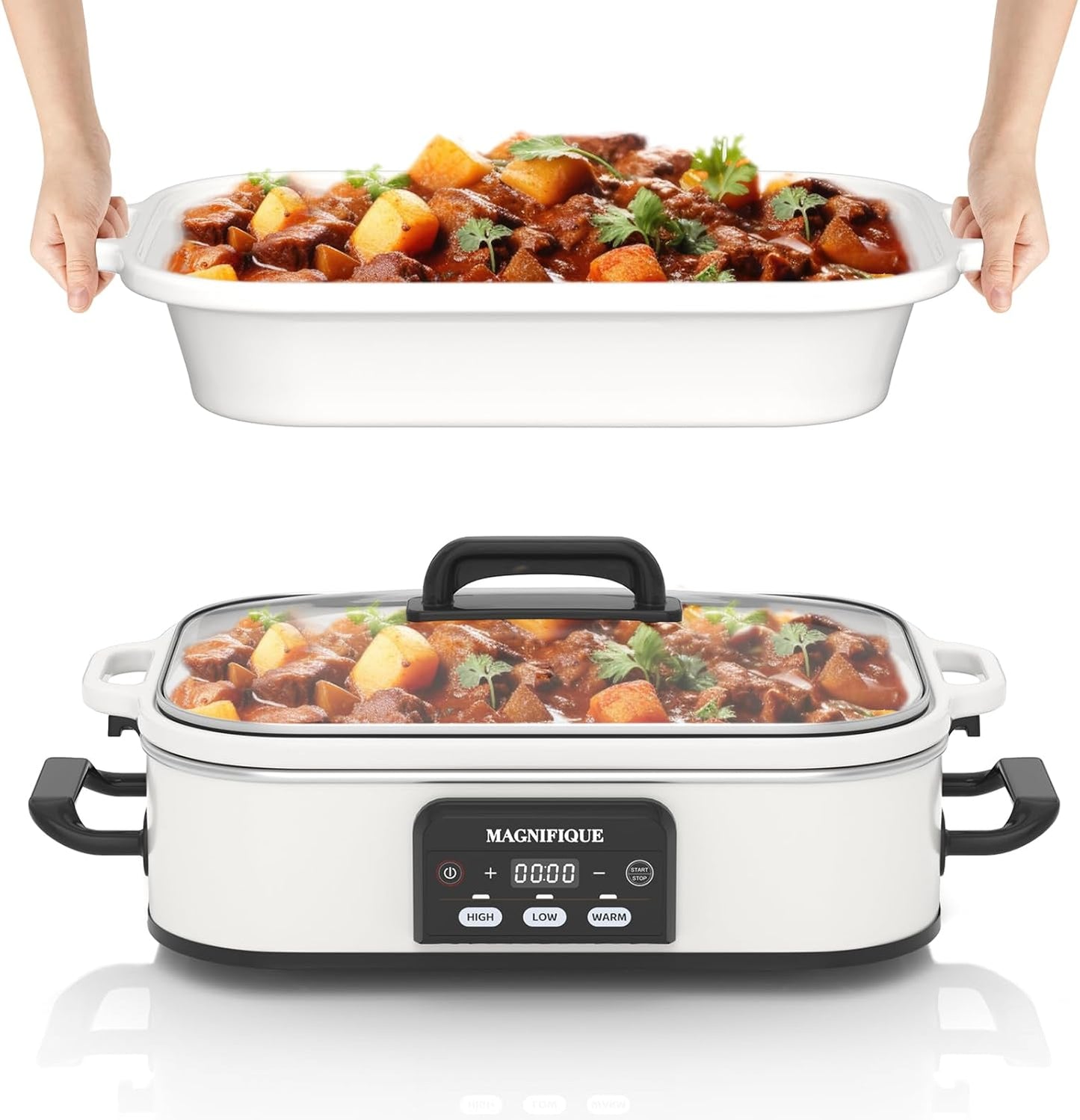 4 Quart Casserole Programmable Slow Cooker for Family Dinners