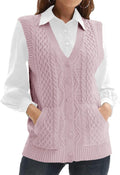 WomensKnit Sweater Vest V Neck Sleeveless Cardigan (Style Y5GL)