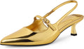 Low Kitten Heels Pointed Slingback Pumps - Elegant All-Day Comfort