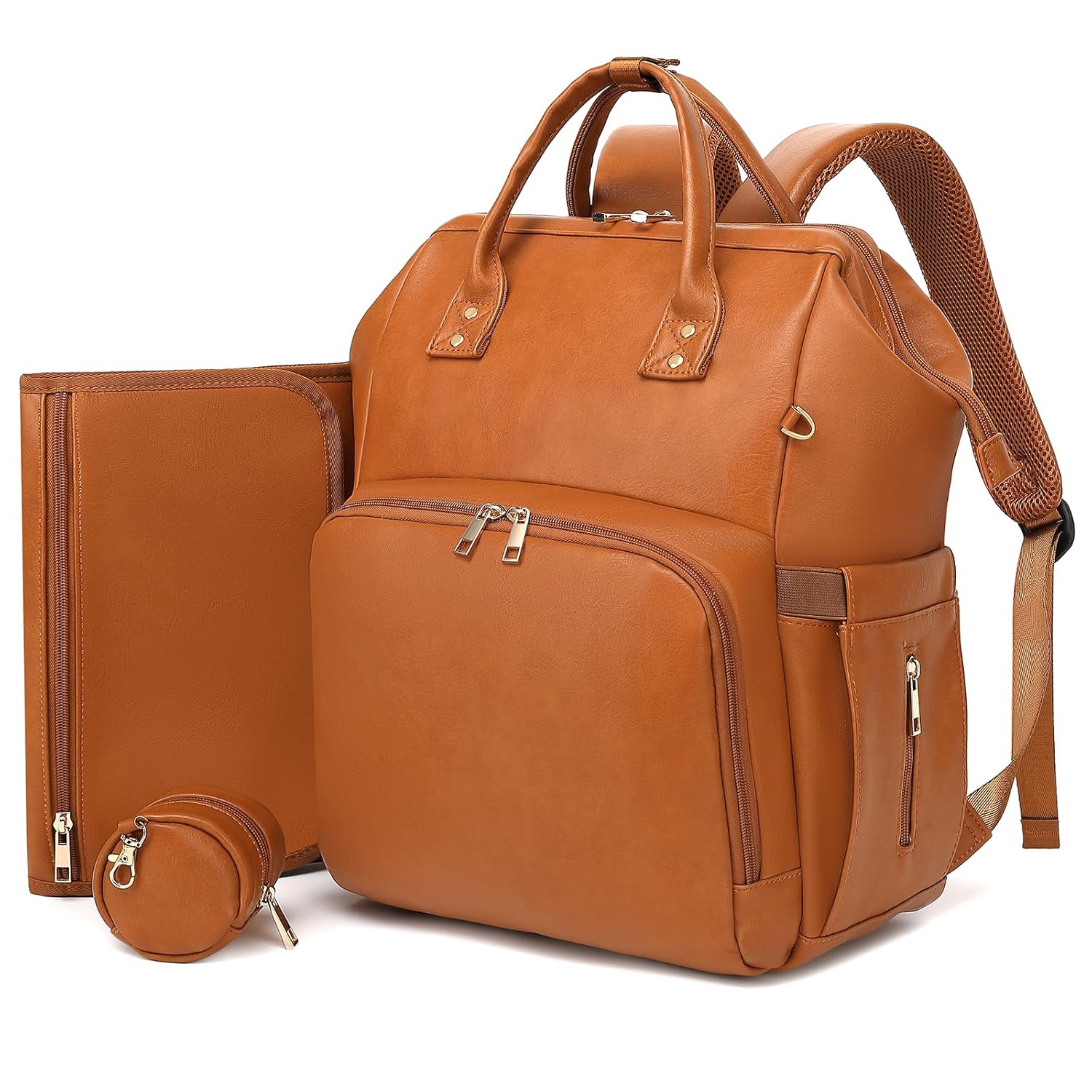 ROSEGIN Faux Leather Diaper Backpack - 35L Waterproof Baby Bag, Stylish & Spacious