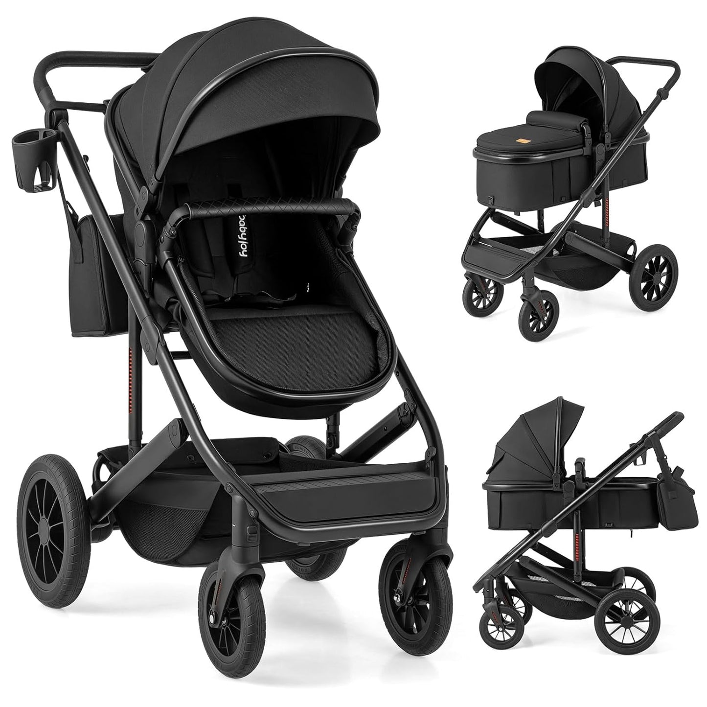 2 in 1 Convertible Baby Stroller with Bassinet Mode for Comfort