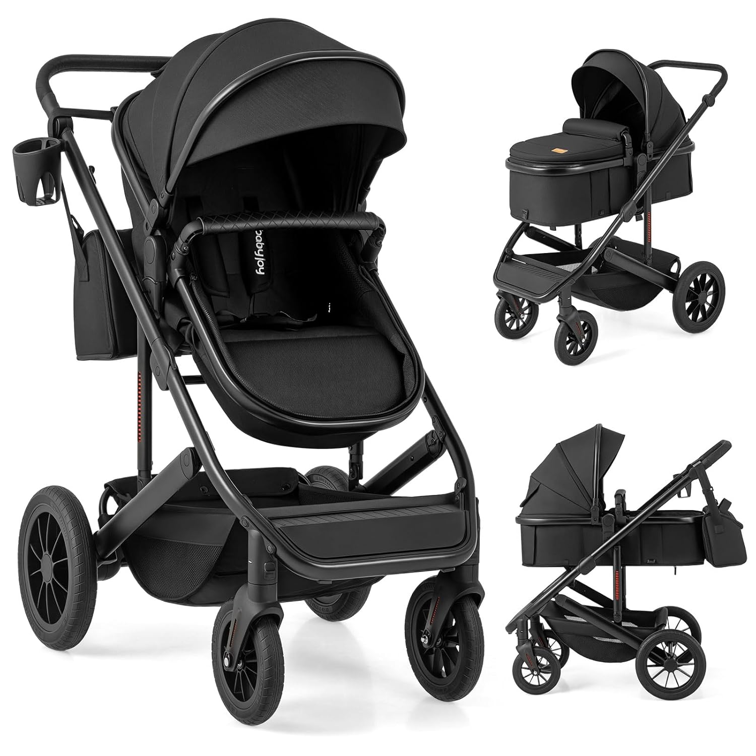 2 in 1 Convertible Baby Stroller with Bassinet Mode for Comfort