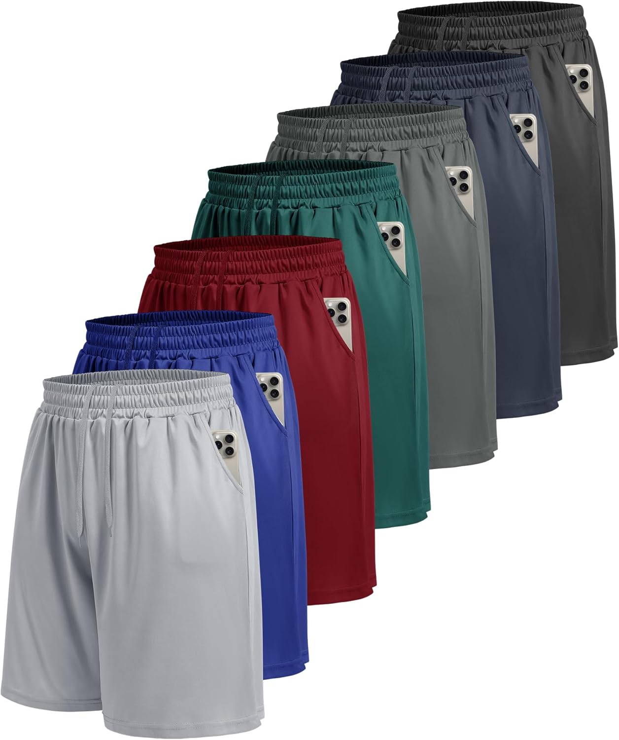 7 Pack Mens Athletic Shorts for Gym Basketball Running Workout