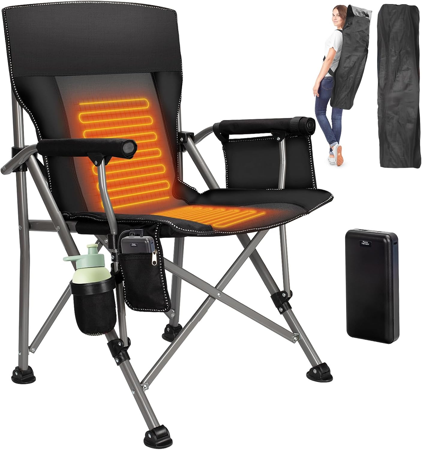 QUYUAN Heated Camping Chair - 500min Heat, 20,000mAh