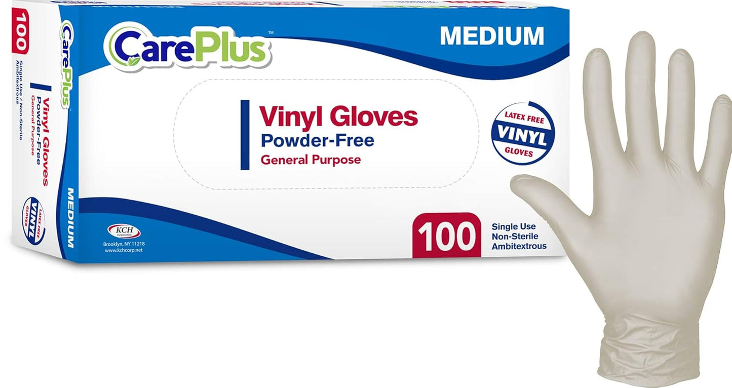 Food Safe Medium Vinyl Gloves - 100 Count Box