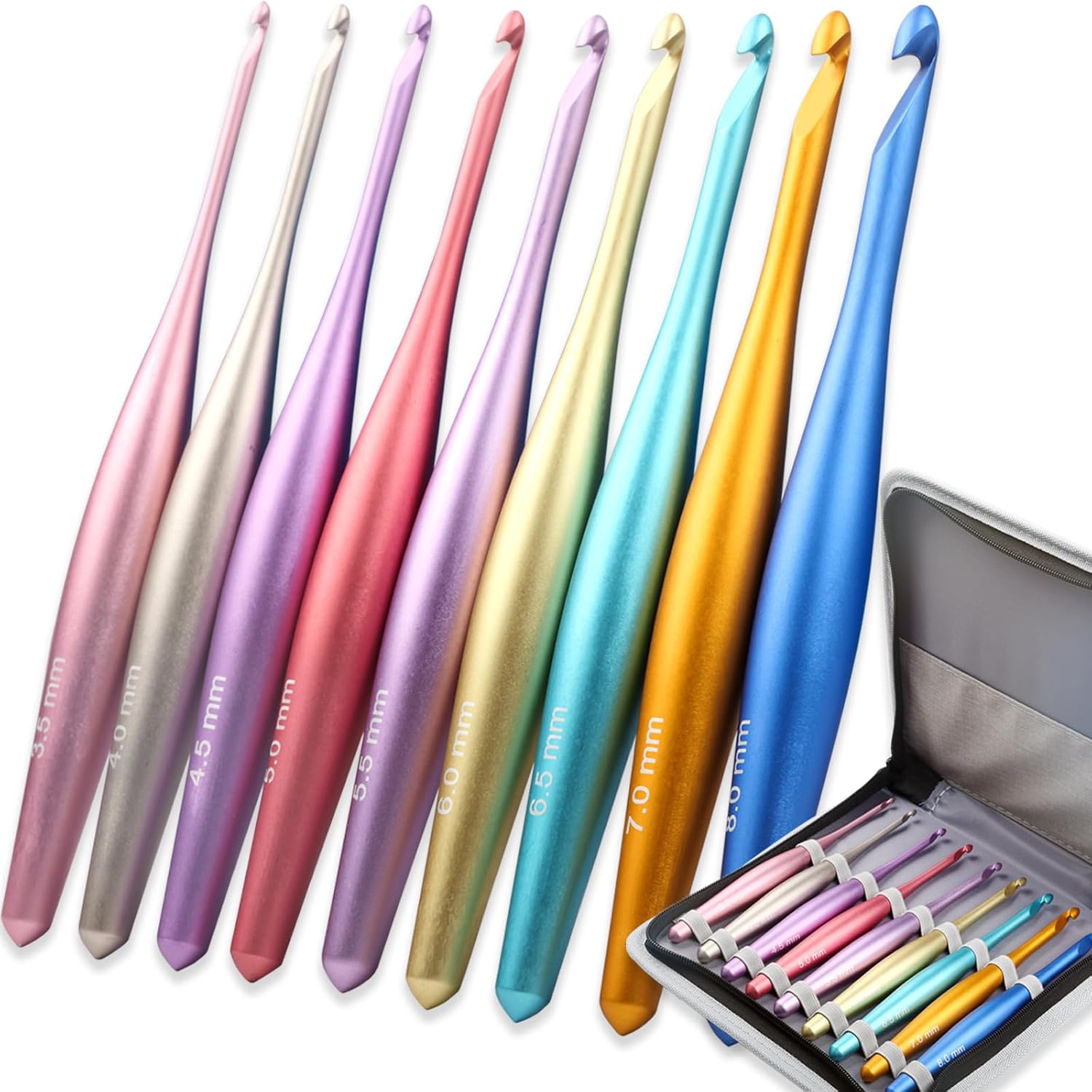 Ergonomic Crochet Hooks Set for Arthritic Hands - 9 Sizes