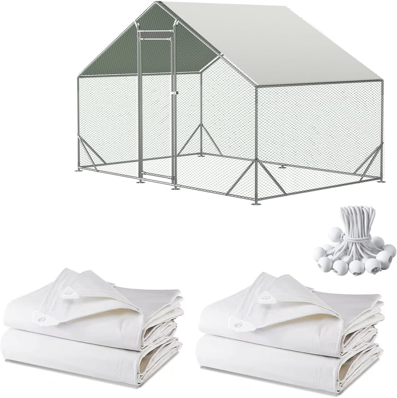 Waterproof Chicken Coop Cover for Winter with Bungees Cords