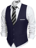 Men's Suit Vest Slim Fit Formal Dress Waistcoat - Classic Black