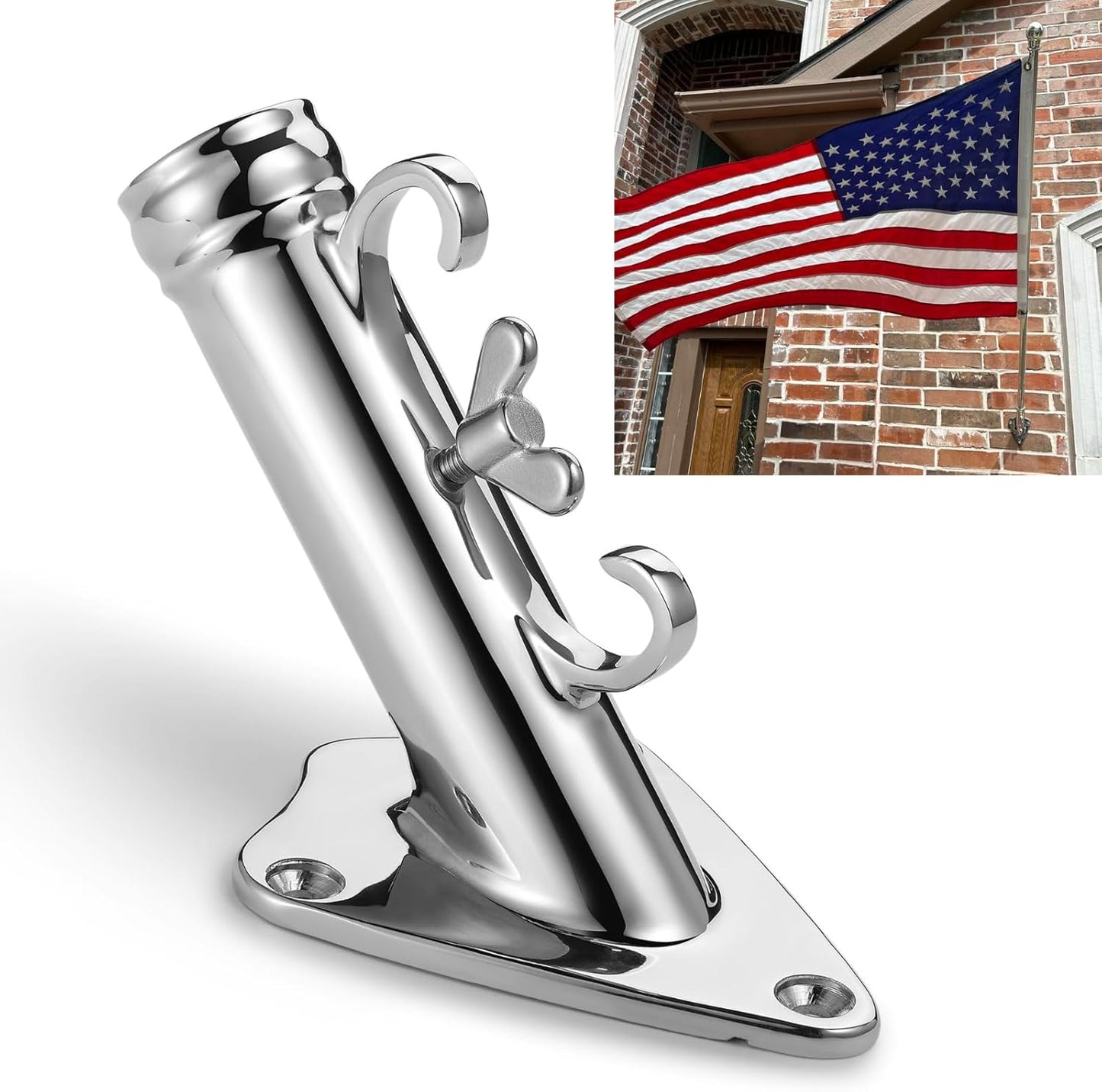 Heavy Duty Flag Pole Holder for Outdoor Use - 316 Stainless Steel