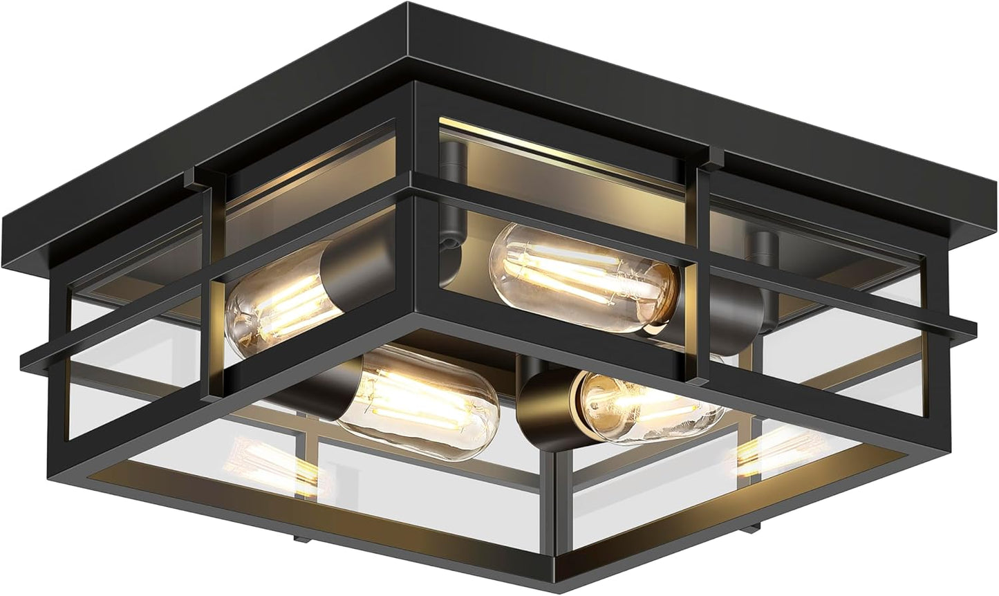 Asnxcju Black Flush Mount Ceiling Light for Modern Spaces