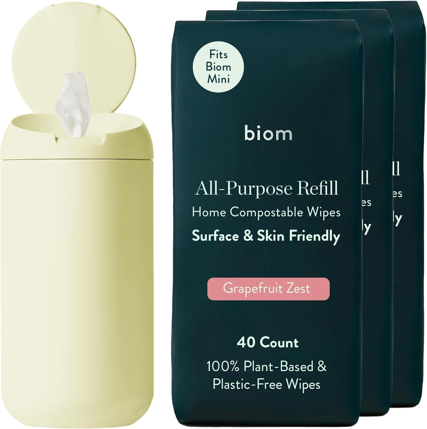 Biom Mini Dispenser All-Purpose Wipes for Easy Cleaning