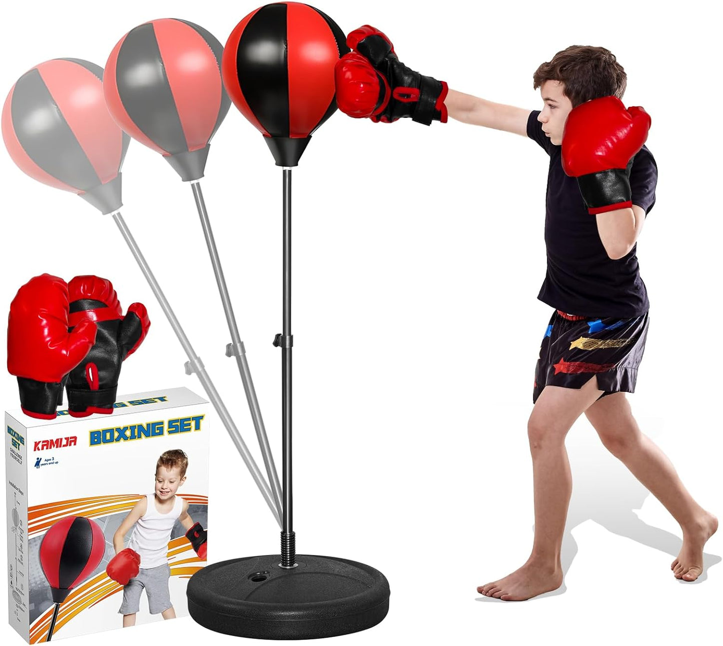Height-Adjustable Kids Boxing Set with Gloves