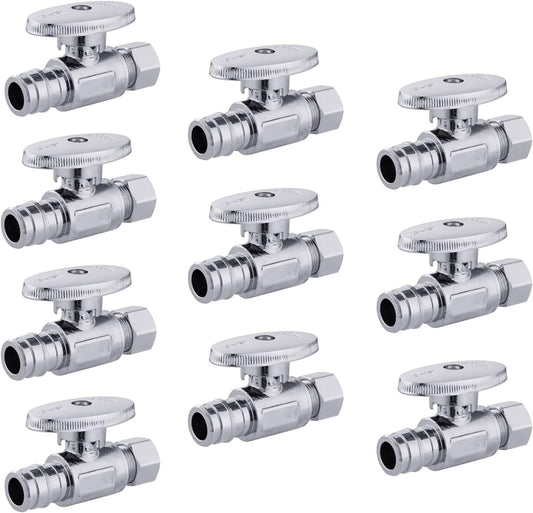 10 PCS EFIELD Stop Valve Pex-a 1/4 Turn Straight Chrome Brass