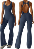 Womens Flare Jumpsuit with Bra and Tummy Control - Backless Style