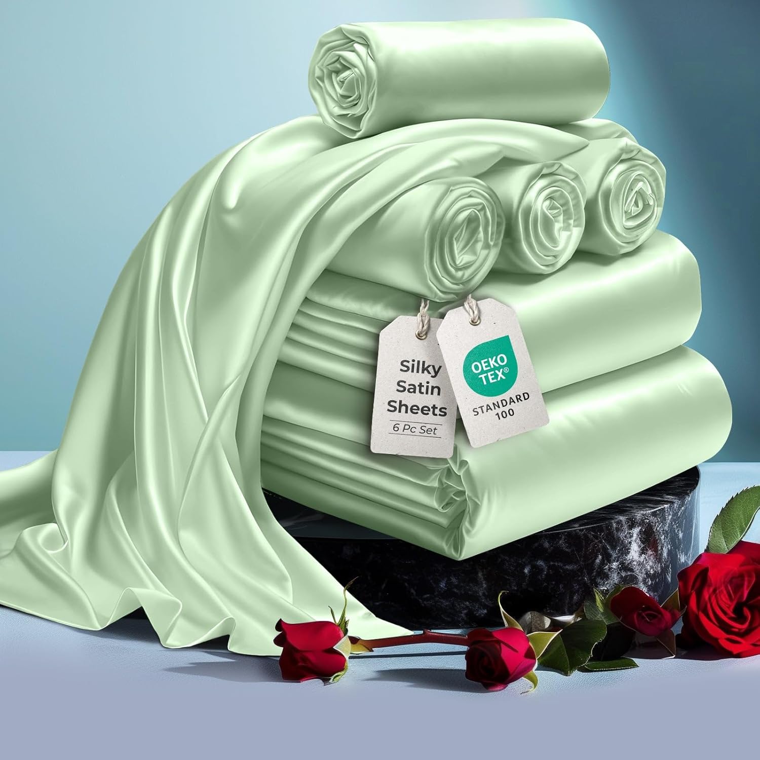 Satin Bed Sheets Set - Luxury Silky King Size Bedding