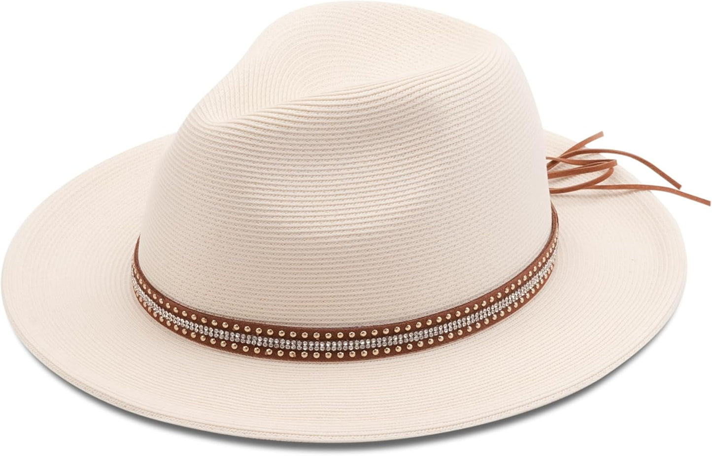 Pineapple&Star Sun Straw Fedora Beach Hat with UPF 50+ Protection