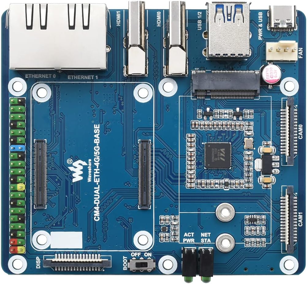 Waveshare Dual Gigabit Ethernet Base Board for Raspberry Pi CM4