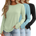 Huukeay Women's Long Sleeve Shirt with Thumb Holes for Everyday Style