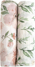 Cotton Muslin Swaddle Blankets Pink Floral - Soft 47in Square