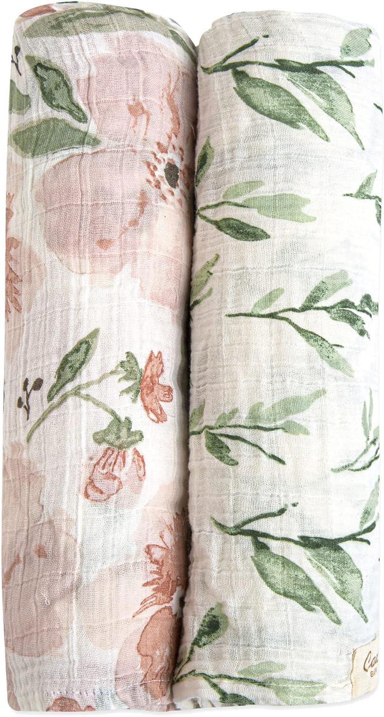 Crane Baby 100% Cotton Muslin Swaddle Blankets for Newborns