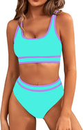 BMJL High Waisted Bikini Set - Sporty Color Block Cheeky Cut Women's