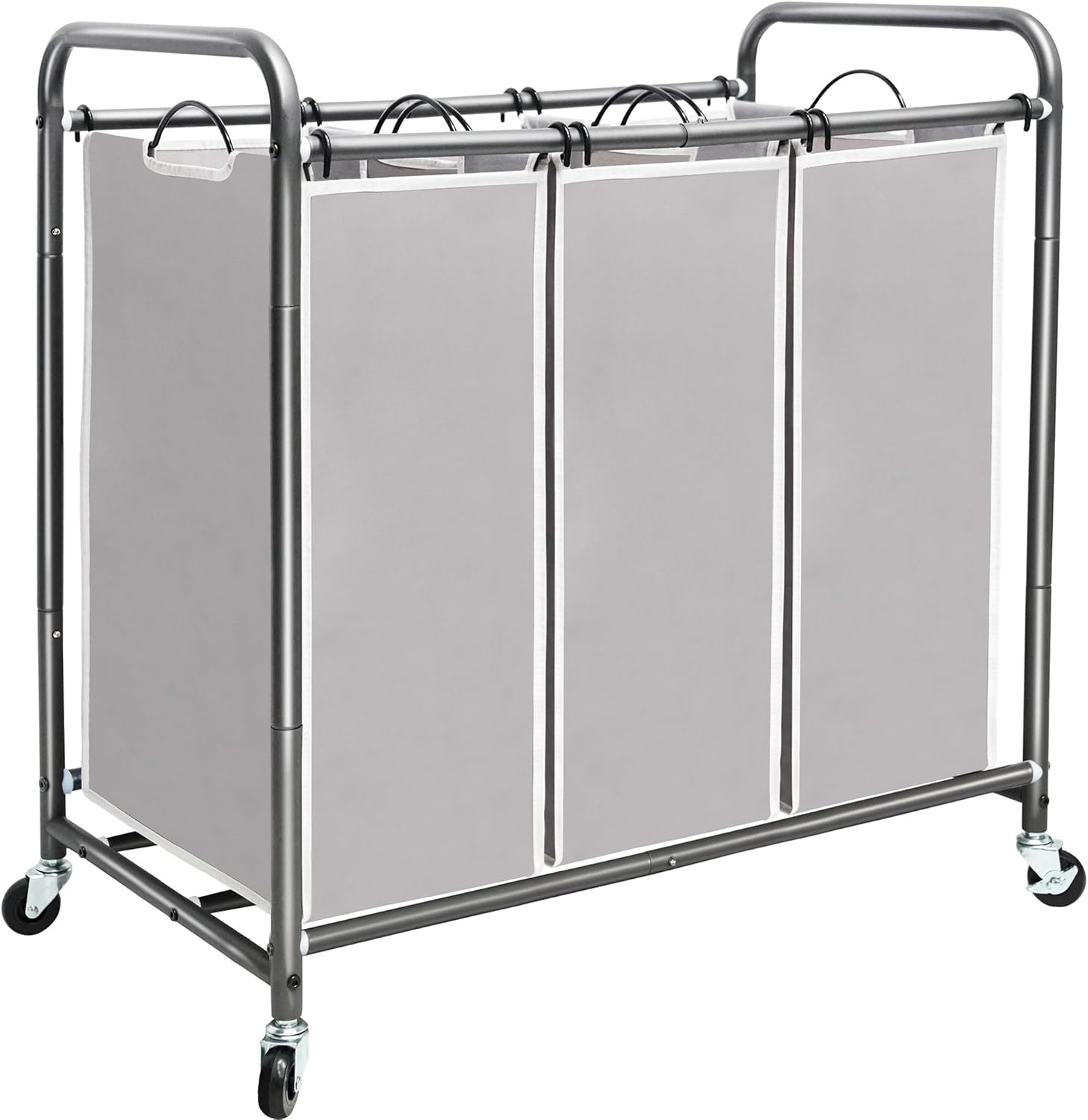 3 Section Laundry Sorter with Heavy Duty Wheels and Removable Bags