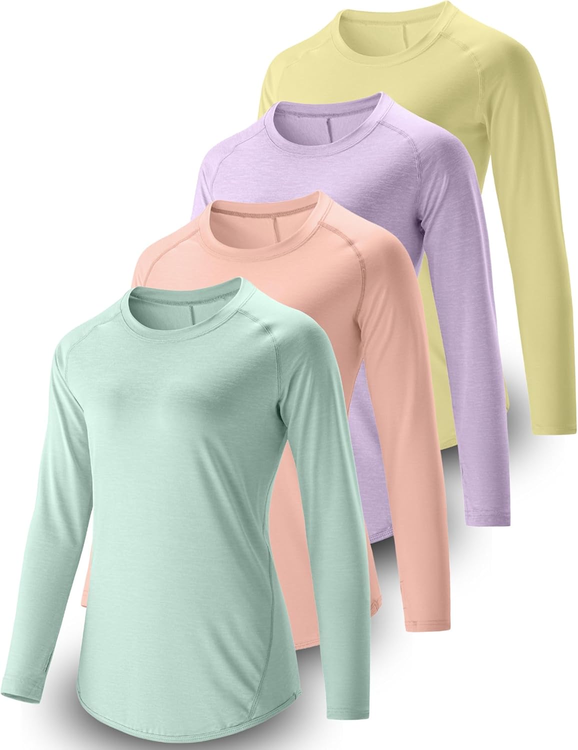 Womens Long Sleeve Athletic Tops with Thumb Holes for Comfort