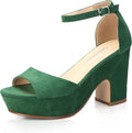 Women Platform Wedges Sandals Suede Open Toe Ankle Strap - Comfortable
