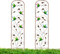 Metal Garden Trellis with Colorful Hummingbird 2 Pack - 60in Arched