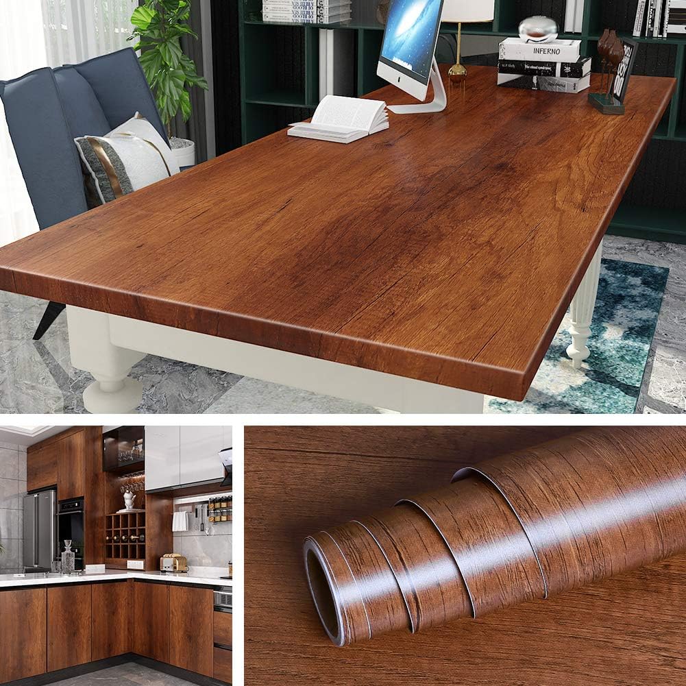 Livelynine 24 x 197 Inch Wood Look Wallpaper for Countertops