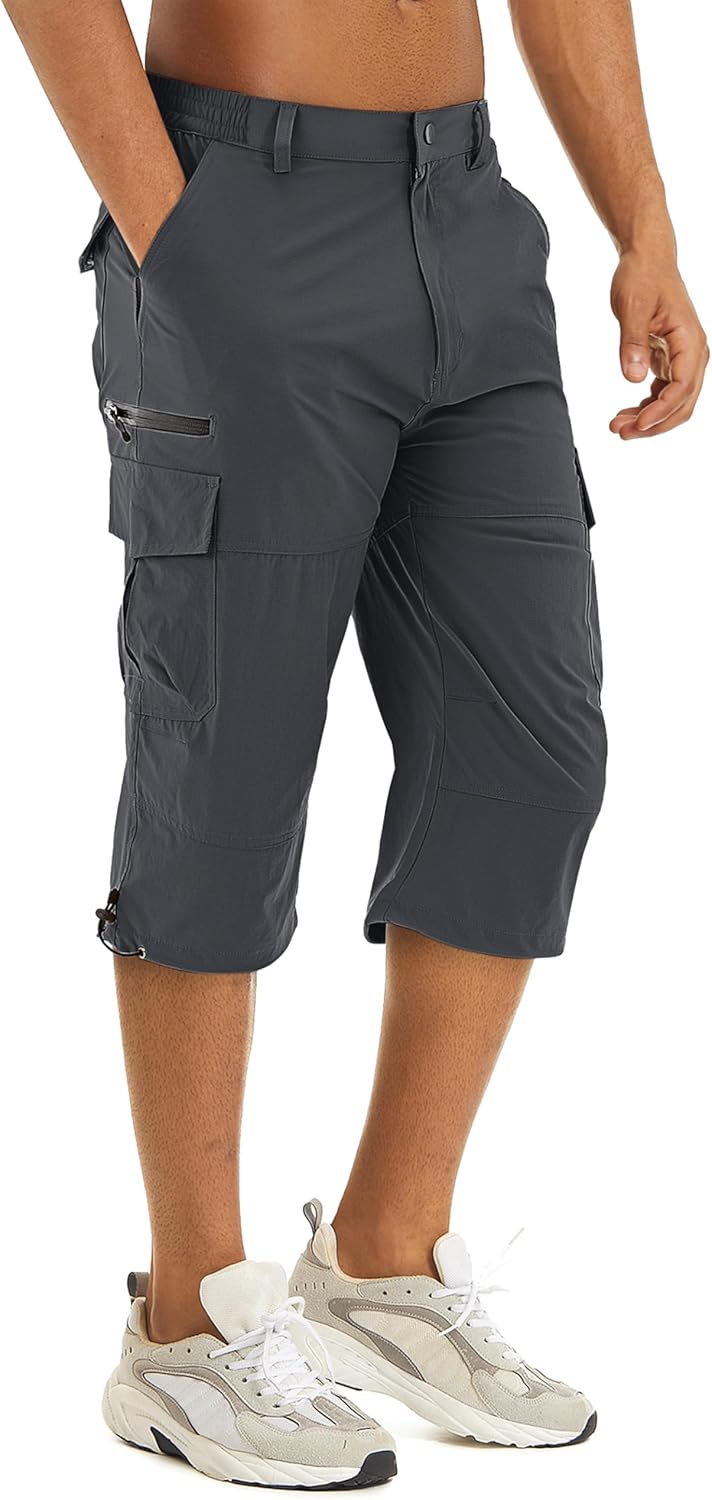 TACVASEN Men's Capri Pants Quick Dry Cargo Hiking Shorts