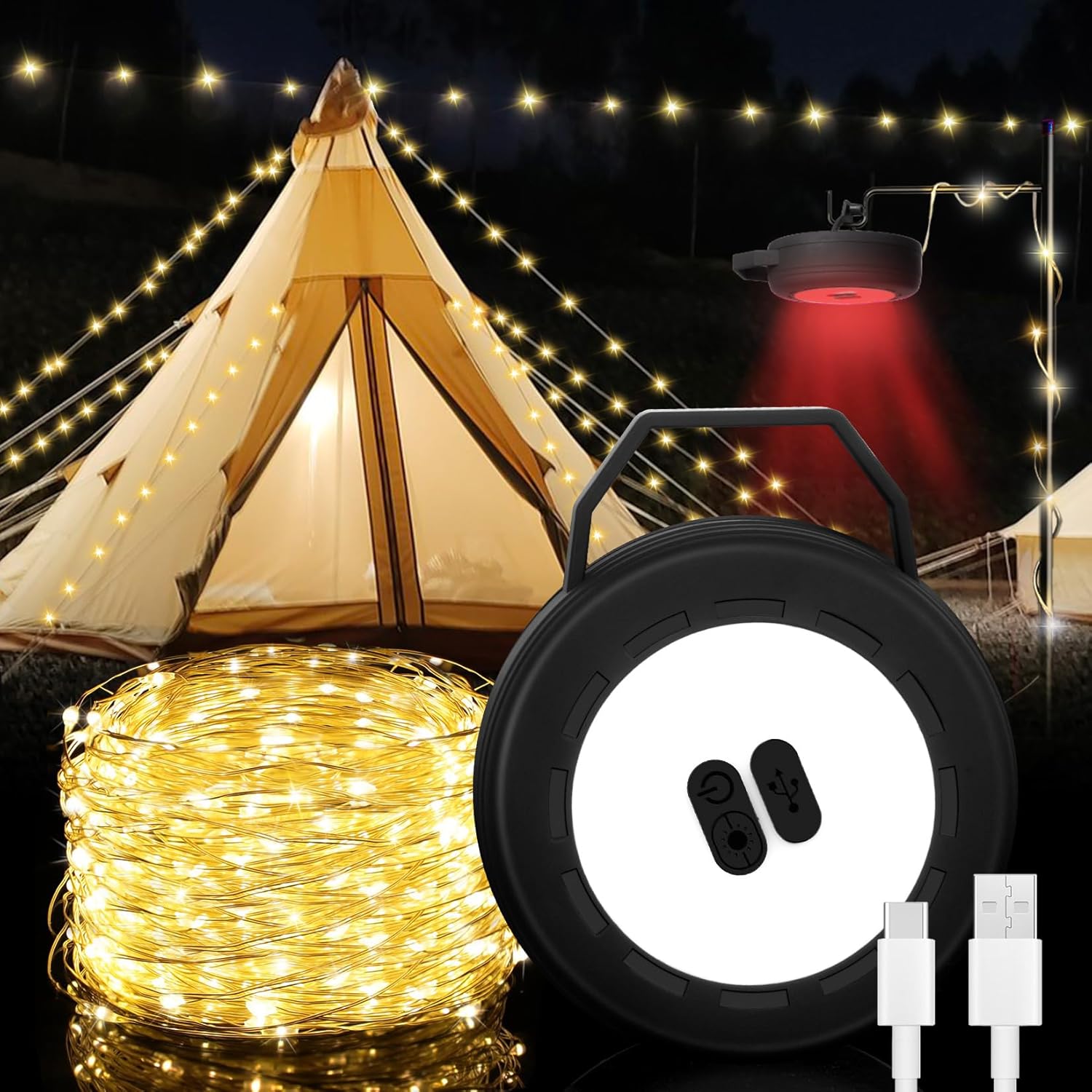 Portable Rechargeable Camping String Lights - Festive.