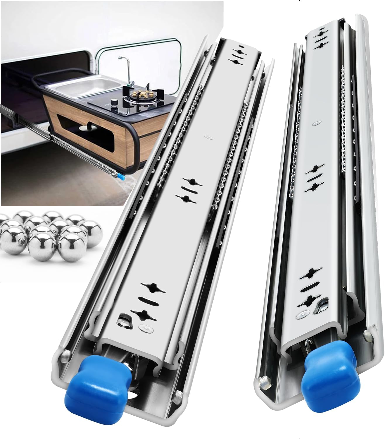 Heavy Duty Drawer Slides Full Extension Locking Runners 16-40 in