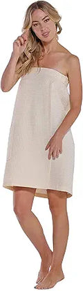 Turquaz Women's Lightweight Waffle Robe Knee Length for Spa Relaxation
