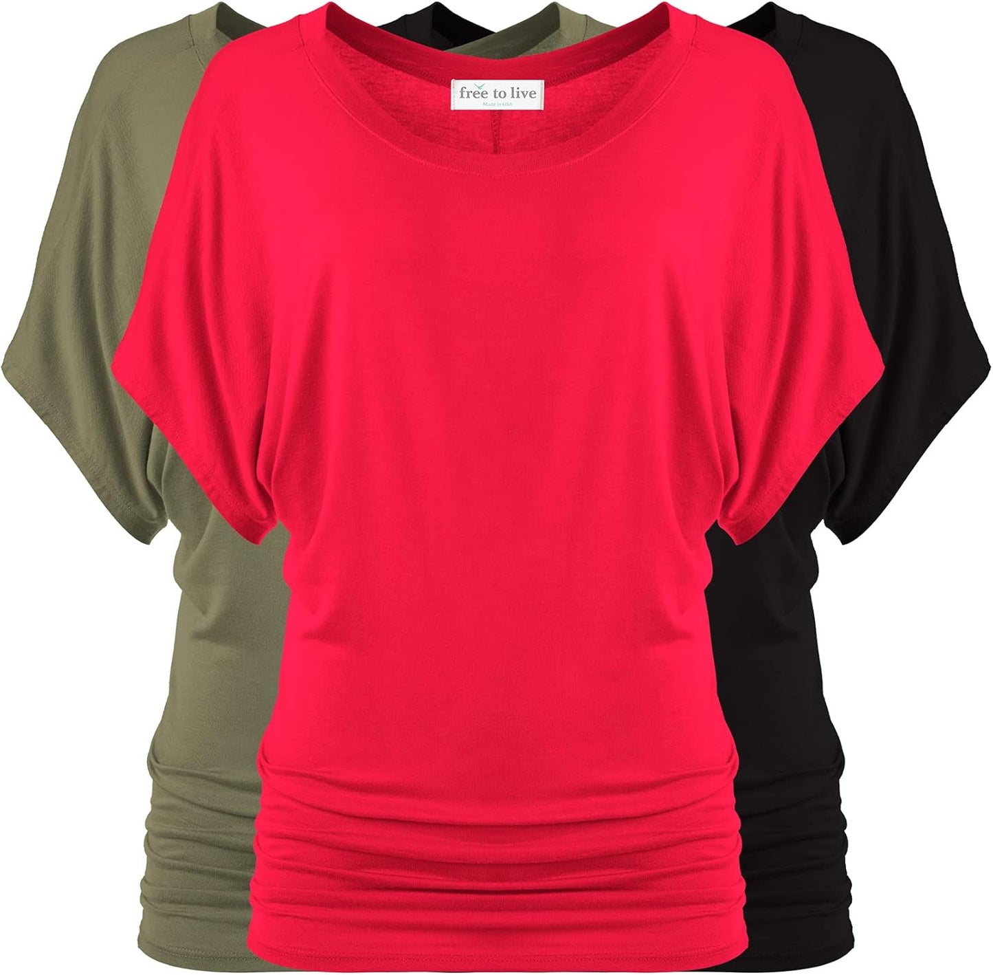 Versatile Dolman Sleeve Tunic Tops for Women - 3 Pack Set