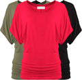 Free to Live 3 Pack Dolman Sleeve Tunic Tops for Women - Flowy